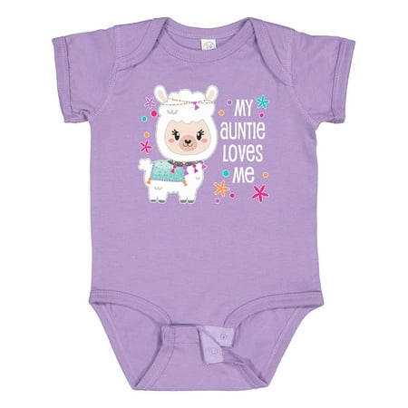 

Inktastic My Auntie Loves Me- Cute and Happy Llama Gift Baby Boy or Baby Girl Bodysuit