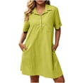 thumbnail image 2 of Guieoi Womens Dresses Plus Size Spring Summer Dresses for Women 2026 Casual Lapel-Collar Long Shirt Dress Yellow XXXXL, 2 of 7