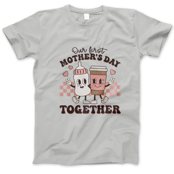Our First Mother's Day Together T-Shirt – Cute Baby Bottle and Coffee Cup Graphic Tee, New Mom and Baby Gift, Sweet Mother's Day Matching Shirt