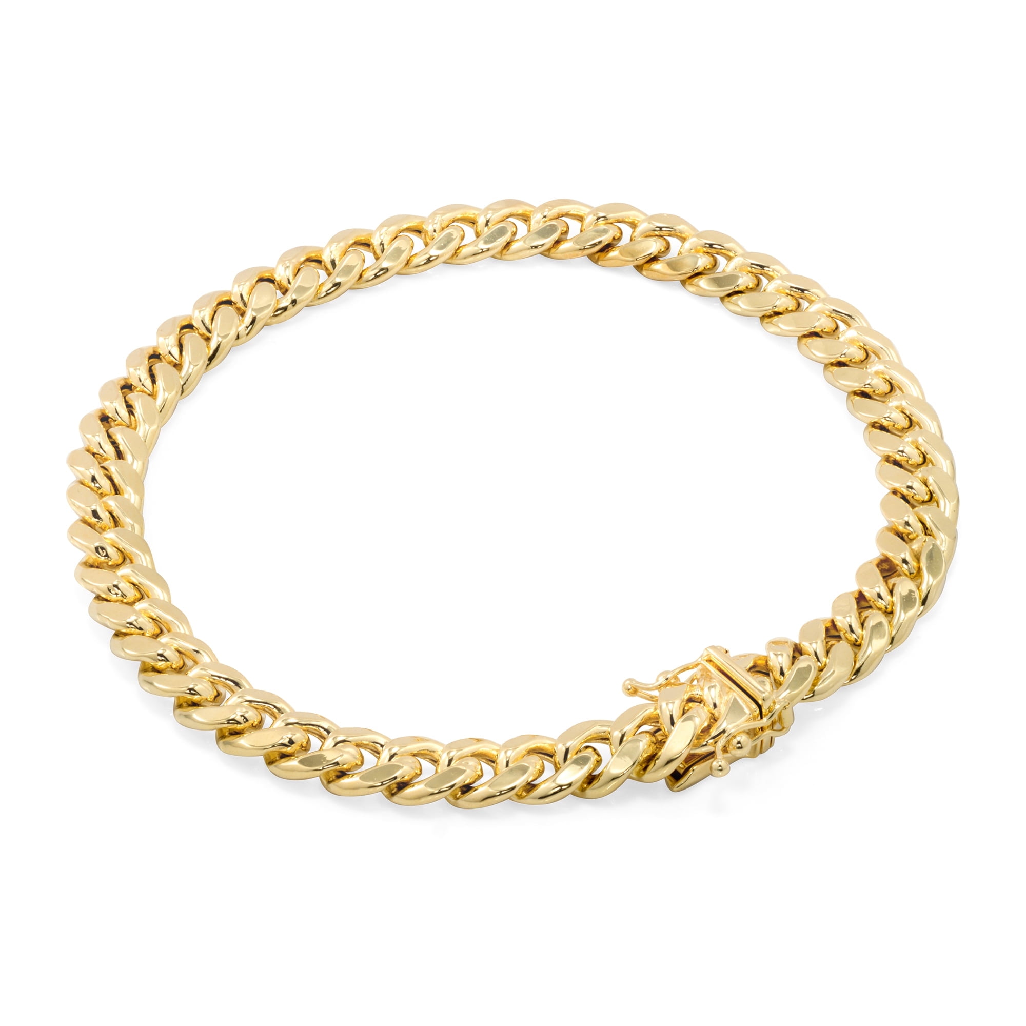 Nuragold 14K Real Yellow Gold Miami Cuban Link Chain Bracelet 7"-9" (3mm-12.5mm) Italian Jewelry for Men & Women