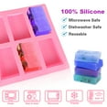 thumbnail image 2 of Silicone Soap Molds, EEEkit 6 Cavities DIY Handmade Soap Moulds, Rectangle Cake Pan Molds for Baking, Biscuit, Chocolate,Candy, Silicone Soap Bar Mold for Homemade Craft, Ice Cube Tray, Pink, 2 of 8