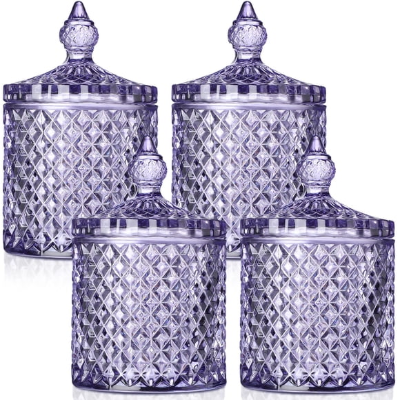 Juego de tarros de cristal para caramelos Aoriher Home Decor Storage, 4 unidades, color morado claro