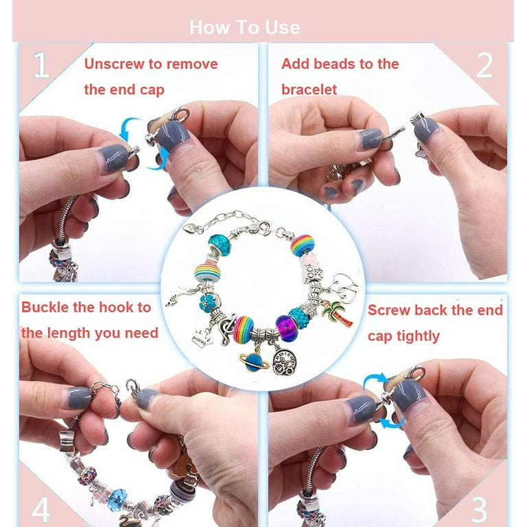 hanru 110 Pcs Charm Bracelets Making Kit for Girls, Thrilez Charm Beads Bracelet Jewelry Kit with Bracelets, Beads, Jewelry Charms Gift Set for Adults Kids