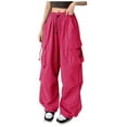 thumbnail image 2 of Gvdentm Womens Cargo Sweatpants Casual Baggy High Waisted Joggers Pants Sweat Pants with Pocket Hot Pink,2XL, 2 of 5