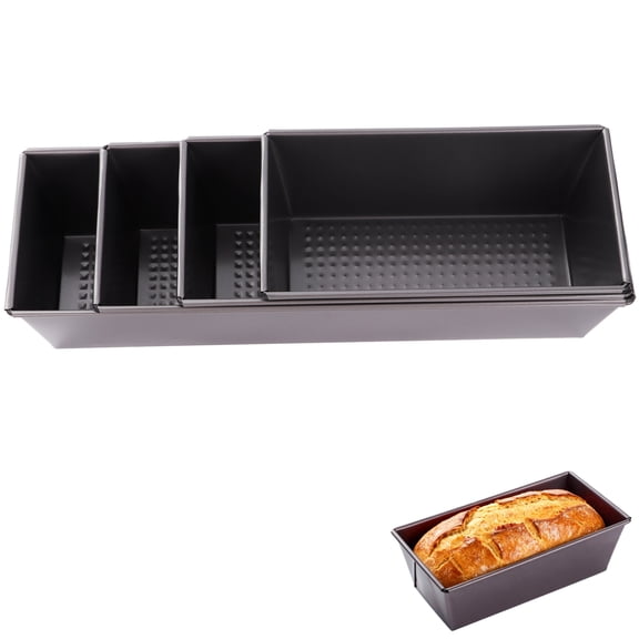 4 Pcs Non-Stick Loaf Pans for Baking, Carbon Steel Bread Baking Tin, Includes 8.2/10.2/12.1/14.1 in Cake Molds Set, Meatloaf Pan, Long-lasting & Easy to Clean