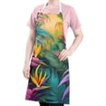 thumbnail image 5 of Colorful Tropical Leaf Pattern Apron-Garden Aprons for Women with Pockets-Cotton Linen Waterproof Kitchen Cooking Gardening Aprons Adjustable for Kitchen,Cooking,BBQ and Salon 33x27 Inch, 5 of 7