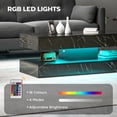 thumbnail image 4 of HOMCOM Marble-Effect Coffee Table with LED Light, Center Table, Black, 4 of 10
