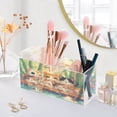 thumbnail image 5 of BZSMCE Acrylic 4 Compartments Pencil Holder Organizer Makeup Brush Holder In Bamboo Edge Cats and Fishes Pattern, 5 of 7