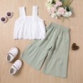 thumbnail image 2 of Gerichy Girls Summer Outfits, Spring And Summer Girls And Children's Flying Sleeve Shirts And Bud Pants Solid Color Casual Two Piece Suit, 2 of 8