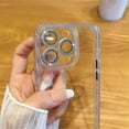 thumbnail image 2 of for iPhone Case,Luxury Crystal Diamend Rhinestone Glitter Sparkle Sparkly Frame with Glitter Camera Lens Protection Shockproof Phone Case (Purple,iPhone 12 Pro), 2 of 6