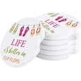 thumbnail image 1 of RYLABLUE Life is Better in Flip Flops with Striped Hanging Slippers Set of 2 Car Coaster for Drinks, Absorbent Ceramic Stone Coasters Cup Mat with Cork Base for Home Kitchen Room Coffee Table Bar Decor, 1 of 5