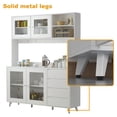 thumbnail image 4 of MONSLIPA Kitchen Pantry Storage Cabinet, Kitchen Hutch Sideboard Buffet Cabinet Wood Cupboard with Glass Door and 4 Storage Drawers, White, 4 of 7