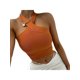 thumbnail image 2 of Camisola de punto para mujer VISgogo, camiseta sin mangas con cuello colgante cruzado de Color sólido de estilo informal para mujer, camiseta Base delgada VISgogo moda, 2 of 9