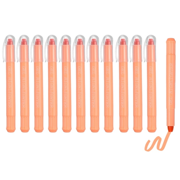 Uxcell 12Pack Gel Highlighters, Highlighters Pens Wax Crayon Neon Clear View Bright Marker Pen Twist Up Gel Stick Cute Pastel for Home Office Study Journaling Supplies, Orange