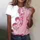 thumbnail image 2 of Tops de Ajuste Suelto para las Mujeres Sudadera Casual Impresa Manga Corta Cuello Redondo Superior, Poliéster, 2 of 5