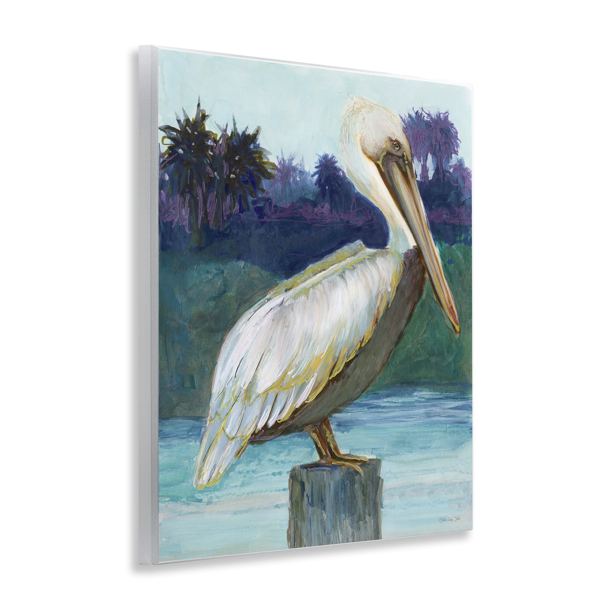 Stupell Industries Tropical Pelican Perched Animals & Insects Painting Unframed Art Print Wall Art, 11 x 14