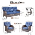 thumbnail image 4 of OPOHORO Outdoor 6 Pieces Conversation Set, Brown Wicker Sofa, with Swivel Chairs, Lounge Chairs and Side Table, Patio Furniture Set with 5" Thick Cushion Ideal for Porch and Deck, Blue, 4 of 13