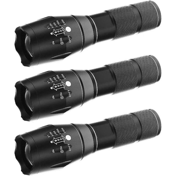 3X 10000LM Zoomable LED Flashlight Focus Torch Light 18650/AAA Outdoor Light