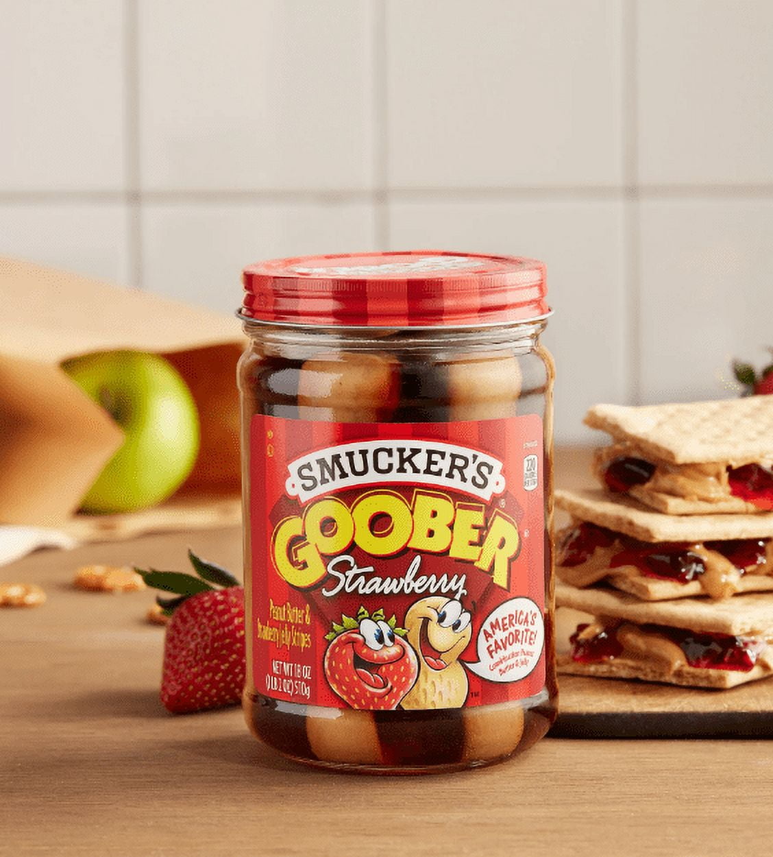 Smucker's Goober Peanut Butter and Strawberry Jelly Stripes, 18 Ounces (Pack of 4)