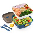 thumbnail image 1 of Recipiente de Almuerzo de Ensaladas para Llevar, Ensaladera con Bandeja Estilo Bento de 5 Compartimentos, Tenedor Cuchara Reutilizable y Recipiente para Salsas Azul, 1 of 6