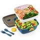 thumbnail image 1 of Recipiente de Almuerzo de Ensaladas para Llevar, Ensaladera con Bandeja Estilo Bento de 5 Compartimentos, Tenedor Cuchara Reutilizable y Recipiente para Salsas Azul, 1 of 6