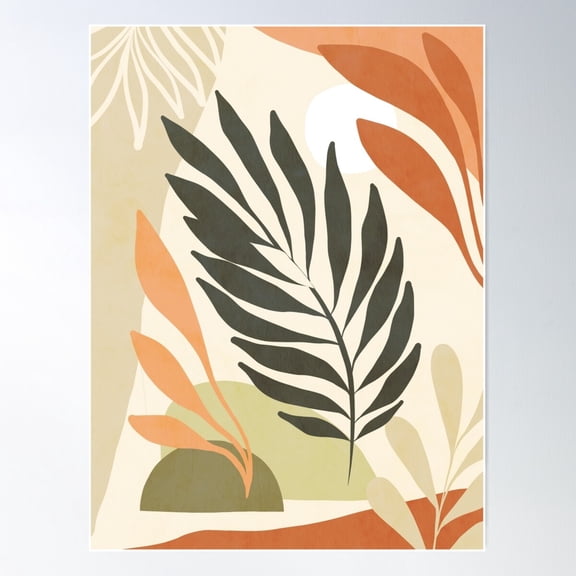 Earthy Tropical Foliage Nâº6 Poster Wall Art, Modern Wall Decor For Living Room Bedroom, 8x12 UNFRAMED