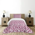thumbnail image 4 of Ambesonne Love Quilted Bedspread Set 2 Pcs, Pink Hearts and Circles, Twin Size, Pink Black White, 4 of 5