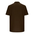 thumbnail image 3 of Mens Button up Shirts Textured Knit Short Sleeve Eyelet Tops Dressy Casual Notch Collared Button-down Blouses (3XL, Brown), 3 of 7
