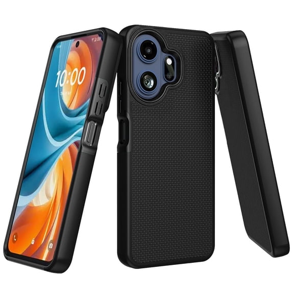 For TCL NXTPAPER 70 Pro Case Rugged Textured Design Hybrid Cover Tempered Glass
