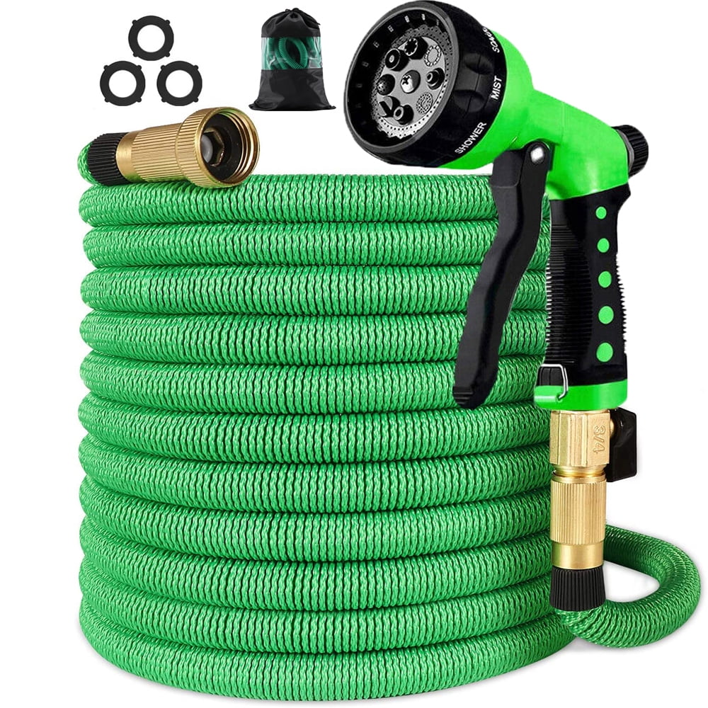 50/75/100FT Garden Hose Expandable Lightweight Flexible Water Pipe 8-Way Nozzle 