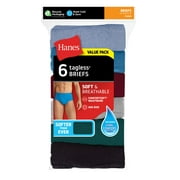 Hanes Mens Underwear Briefs Pack, Mid-Rise, ComfortSoft Waistband, 6-Pack Assorted L