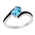 thumbnail image 1 of AoneJewelry 1.00 Carat 14K Yellow, White Rose Gold Blue-Topaz and Black Diamond Ring, 1 of 5