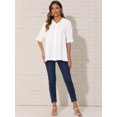 thumbnail image 4 of DARING DIVA Women's Casual Button Down Tunic Tops with Ruffle Cuffs XS White, 4 of 6