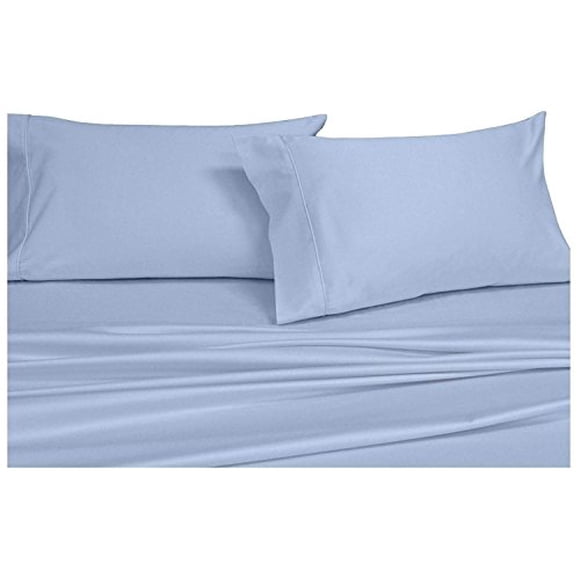 Royal Hotel Bleu Uni 550 Fils au Pouce Carré Ensemble de Draps 3 Pcs Simple Extra-Long 100 % Coton Peigné, Satin Uni, Poche Profonde