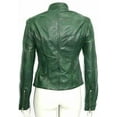thumbnail image 3 of Womens Genuine Green Lambskin Leather Jacket Motorcycle Biker Leather Jacket W481, 3 of 4