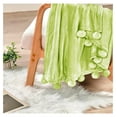 Pom Pom Throw Blankets Couch Cover Flannel Fleece Throw with Pompom