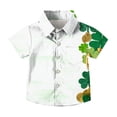 thumbnail image 4 of Boys St.Patrick's Day Shirt Clover Printed Short Sleeve Button Up Shirts Hawaiian Beach Casual Dress Shirts Size 2-10 Years, 4 of 6