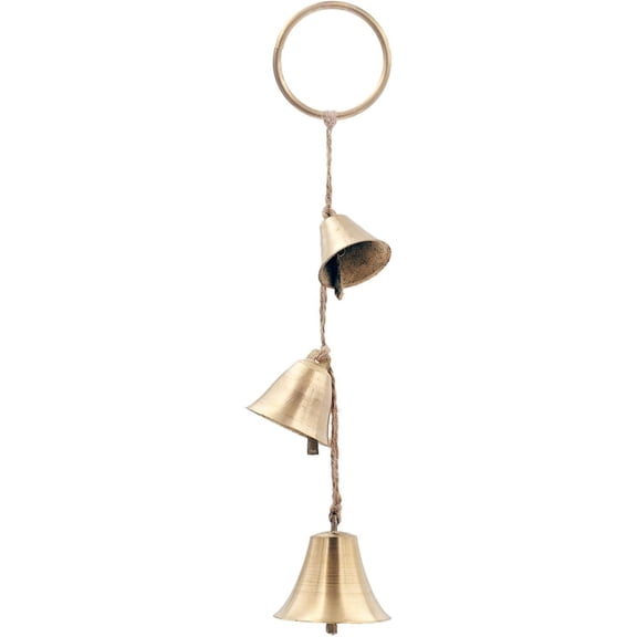 Brass Rustic  Bells for Door Knob Decoration,  Garden Decor Shopkeepers Bell  Rope