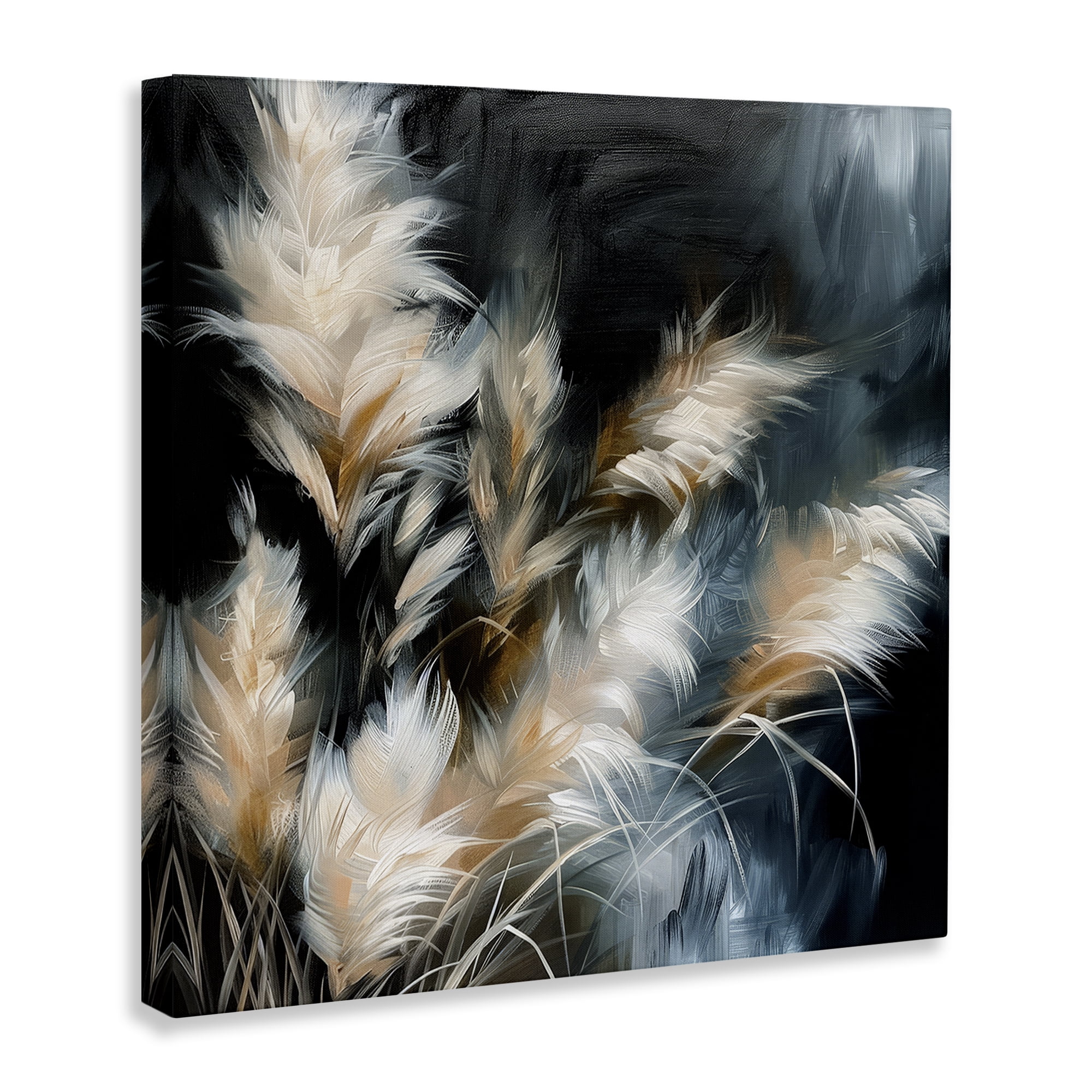 Stupell Industries Feathery Windblown Wheat Plants & Flowers Painting Wrapped Canvas Art Print Wall Art, 36 x 36