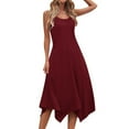 thumbnail image 4 of Women's Summer Casual Tank Dress Sleeveless Long Midi Dress with Pockets Loose Comfy Flowy A-Line Sundress Plus Size Maxi Dress Red XXL, 4 of 8