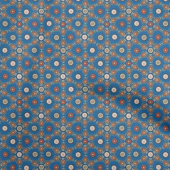 oneOone Georgette Viscose Blue2 Fabric Asian Suzani Diy Clothing Quilting Fabric Print Fabric By Yard 42 Inch Wide