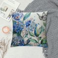 thumbnail image 2 of Creowell Spring Blue Hydrangea Flowers Throw Pillow Covers Butterfly Eucalyptus Leaves Decorative Outdoor Pillowcase Blue Floral Blossom Farmhouse Cushion Case for Sofa Couch Bed Decor 18x18in, 2 of 5