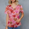 thumbnail image 4 of Valentines Day Scrub Tops for Women Plus Size Casual V Neck Cute Valentine Love Printed Scrub Shirts Loose Short Sleeve Scrubs Medical Nurse Workwear Nursing Uniform with Pockets Pink 4XL, 4 of 4