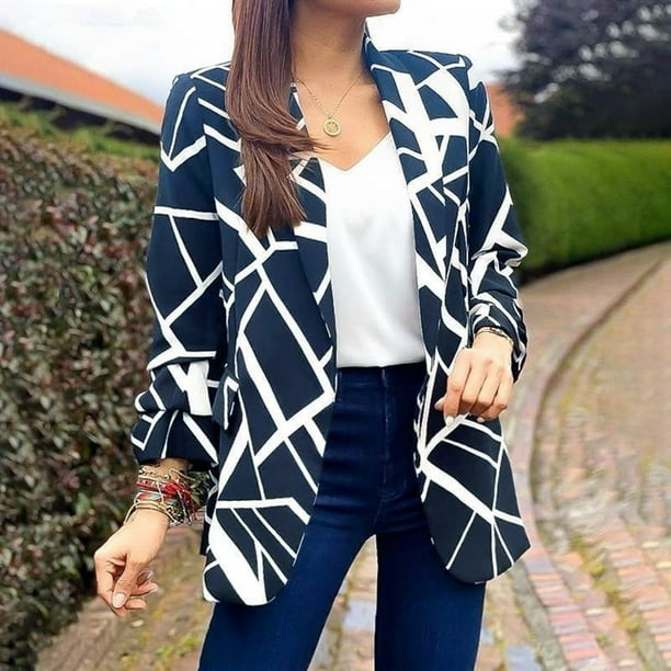 Gibobby Blazer mujer casual Chaquetas blazer para mujer de negocios casual de moda color solido manga larga estilo solapa chamarra pequena Blanco XL Walmart en linea
