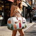 thumbnail image 6 of DAMAI Vintage Camper Quilted Duffle Bag, 3D Printed Quilted Travel Duffle with Whimsical Retro Camper & Floral Design, Boho Weekender Carry On Overnight Luggage for Camping Travel Road Trips, 6 of 8