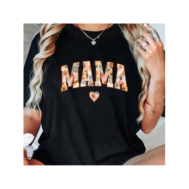 100% Cotton Floral Mama Shirt Mothers Day Gardener Mama Flowers Cute T-Shirt