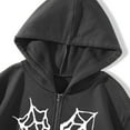 thumbnail image 6 of Bibifish Womens Hoodies Spider Web Print Hoodies Heart Graphic Zip Up Long Sleeve Hoodies Casual Loose Fit Spring Fall Trendy Sweatshirts, 6 of 7