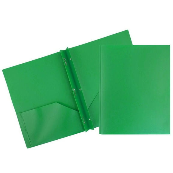 DJJGXAN Plastic Folders with Pockets and Prong, Pack of 1, Plastic Folders with Brads, Colored Heavy Duty 2 Pocket File Folders Letter Size, Folders with Prongs for School, Home, and Office (Green)