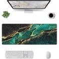 thumbnail image 2 of Extended Large Mouse Pad, XL Gaming Mousepad 31.5 x 11.8 Inch, Big Computer Keyboard Desk Pad, Waterproof Mouse Mat with Stitched Edges and 3mm Thick Long Non-Slip Base for Office Gaming, Green Marble, 2 of 6