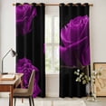 thumbnail image 5 of Kitchen Curtains 84 Inch Length 2 Panels, Purple Rose Grommets Window Treatment Curtain, Vintage Abstract Garden Flower Floral Black Thermal Curtains Drapes for Living Room/Bathroom, 5 of 9